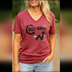 Greybull WY Maroon Colored Crazy Women T-Shirt-Size Large
